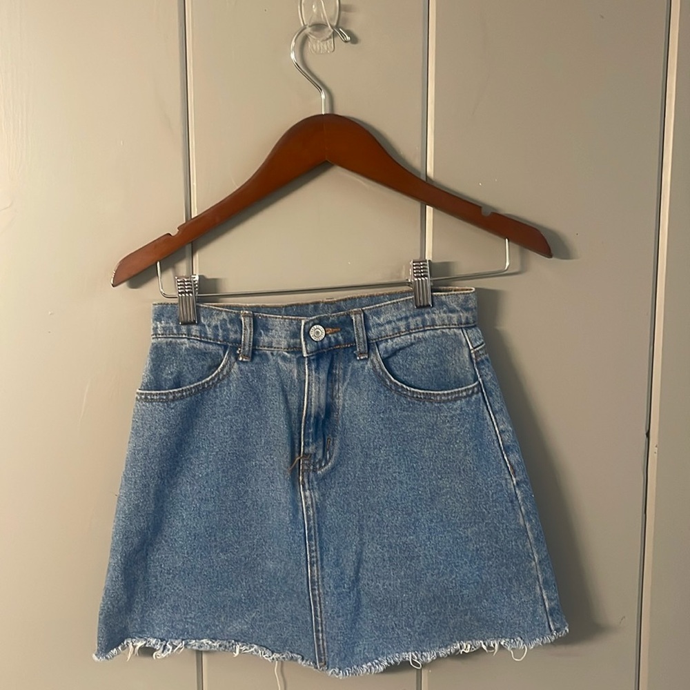 Brandy Melville John Galt Skirt Denim Jean Western Festival Utility Chic Grunge
